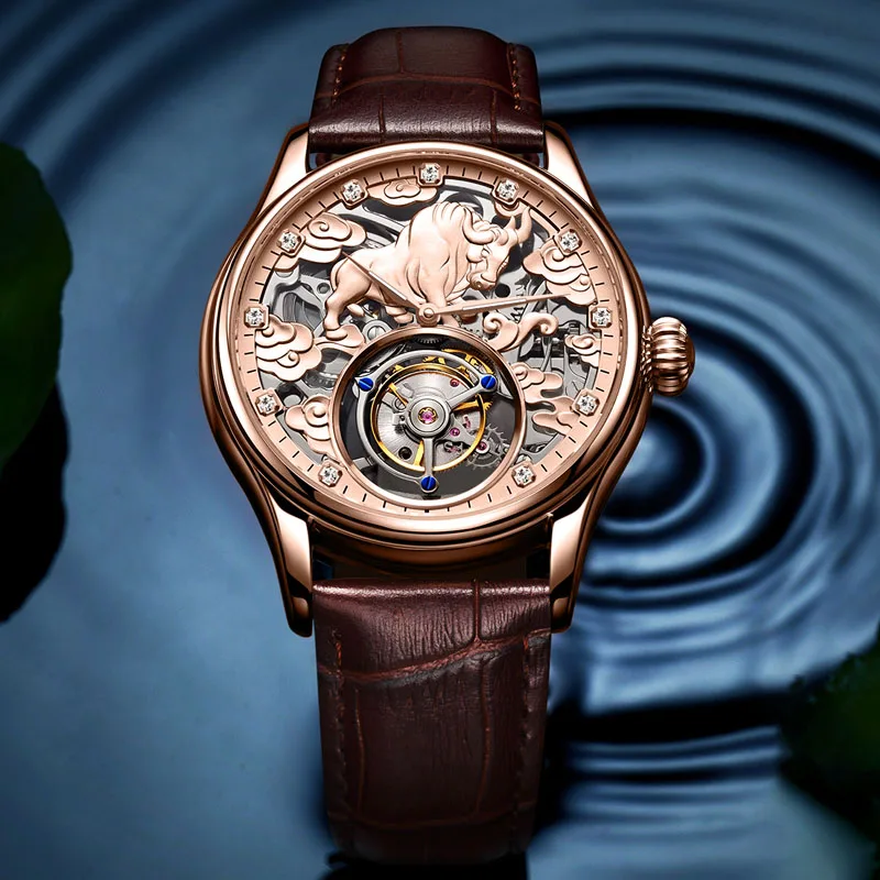 Rose gold Kopeck Tourbillon, мужские часы, бренд, часы, роскошные часы, скелет, механический Сапфир, мужские часы s Relogio Masculino - Цвет: Rose gold