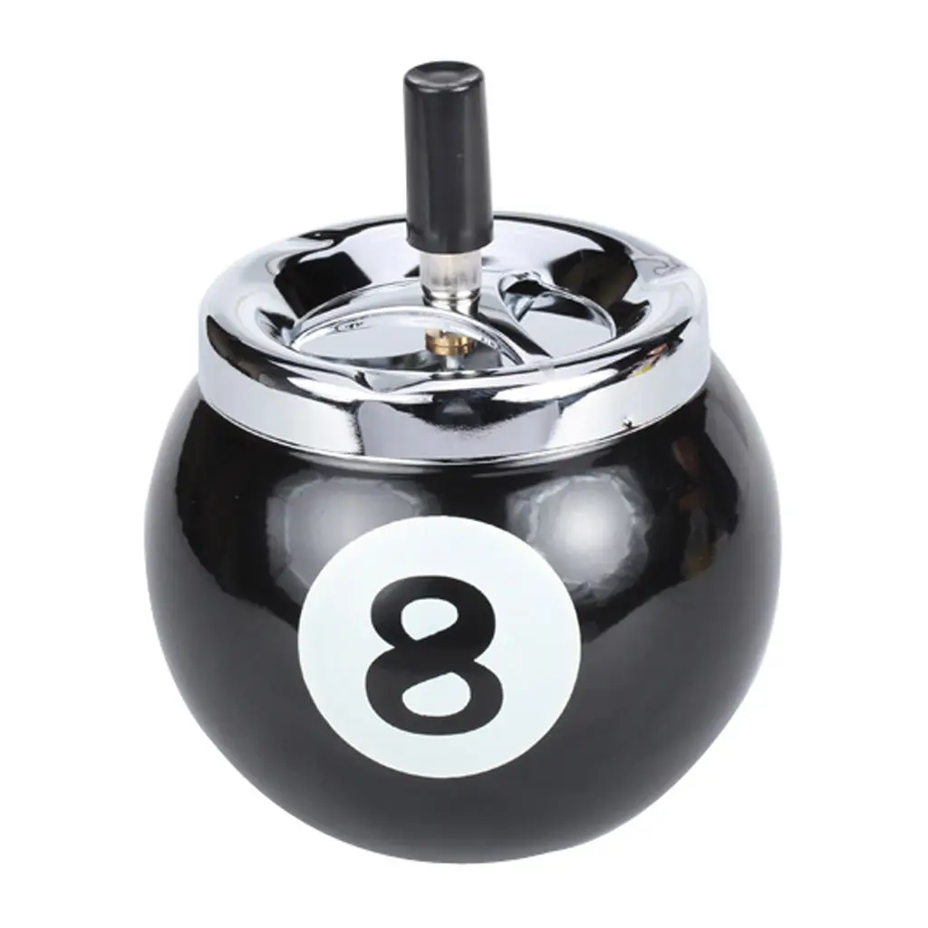 

Novelty Home Car Metal Push Button Pool Billiard Ball Shape Ashtray Holder