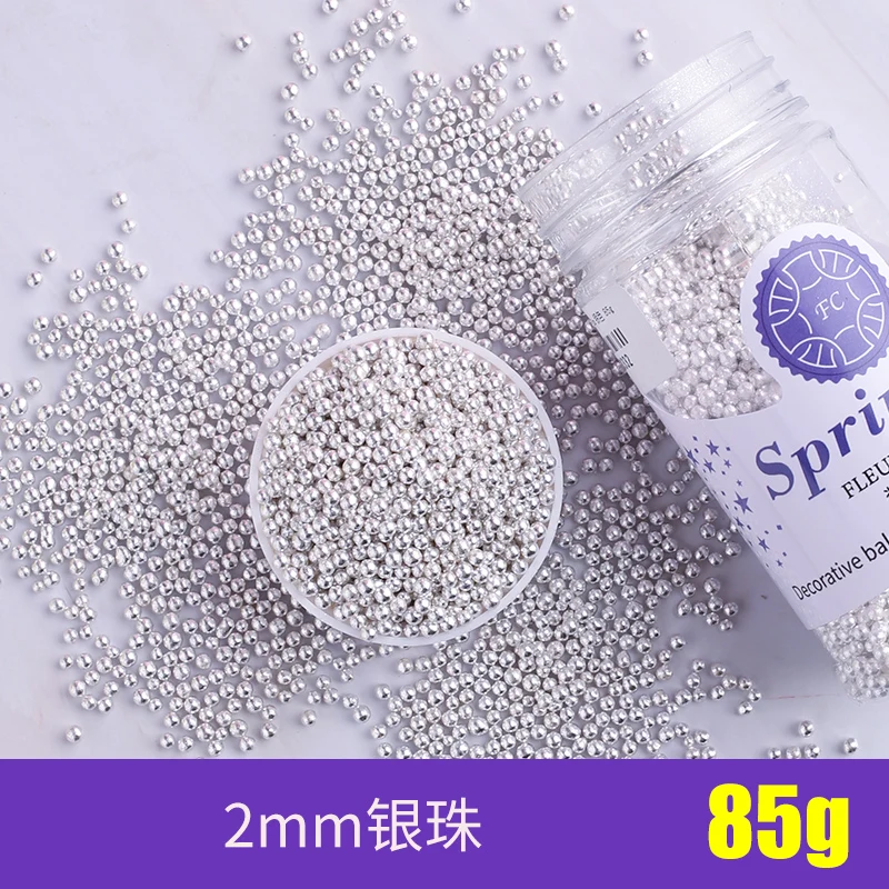 2mm silver 85g Съедобные жемчуг Цветной Сахар Бусины помадный кекс своими руками выпечки льда крем-Шоколад для декорирования вестибюлей конфеты Мармеладные декорирование выпечки - Цвет: 2mm silver 85g