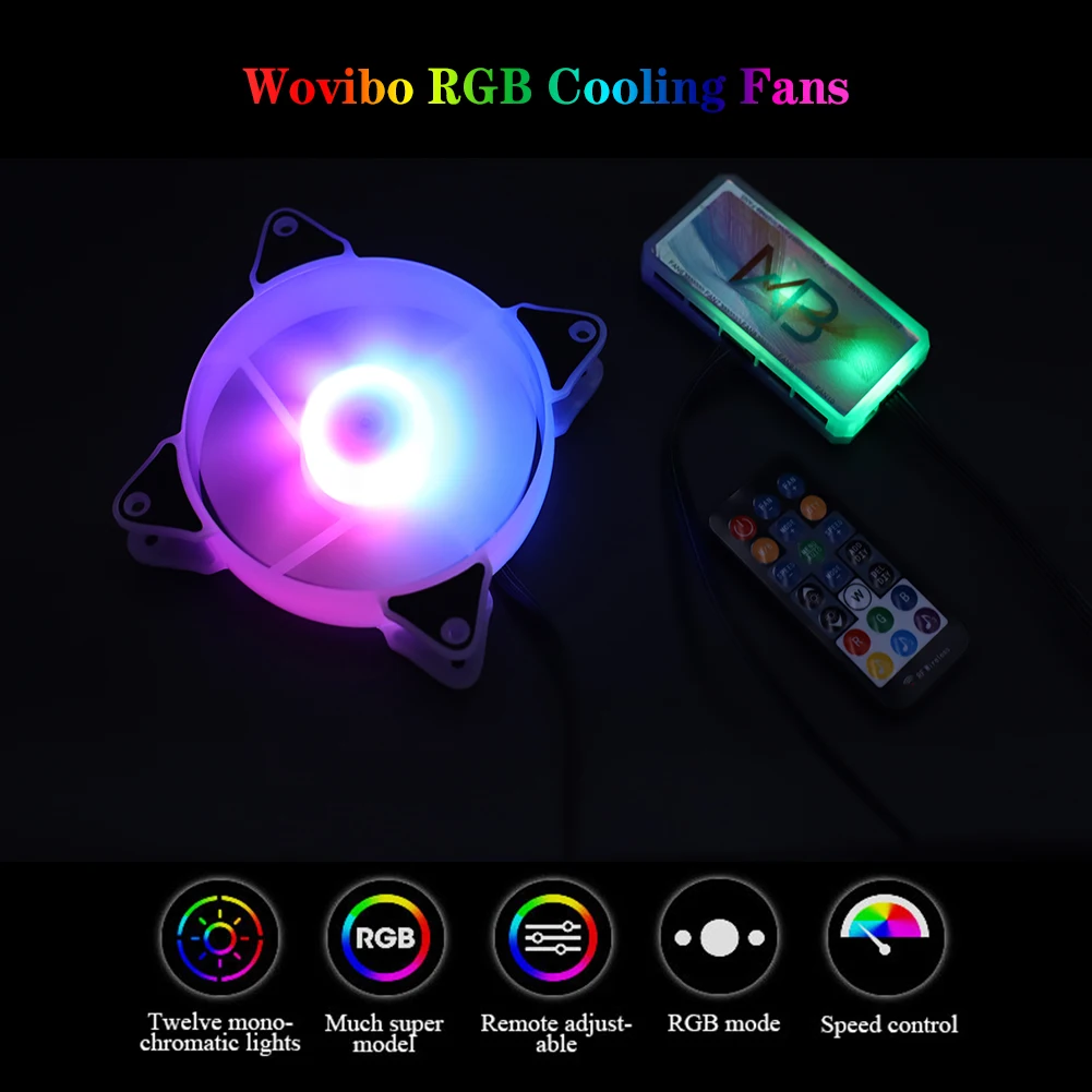 Wovibo 120 мм чехол вентилятор вентиляторы RGB Adajust Argb Mute кулер ПК компьютер 6PIN