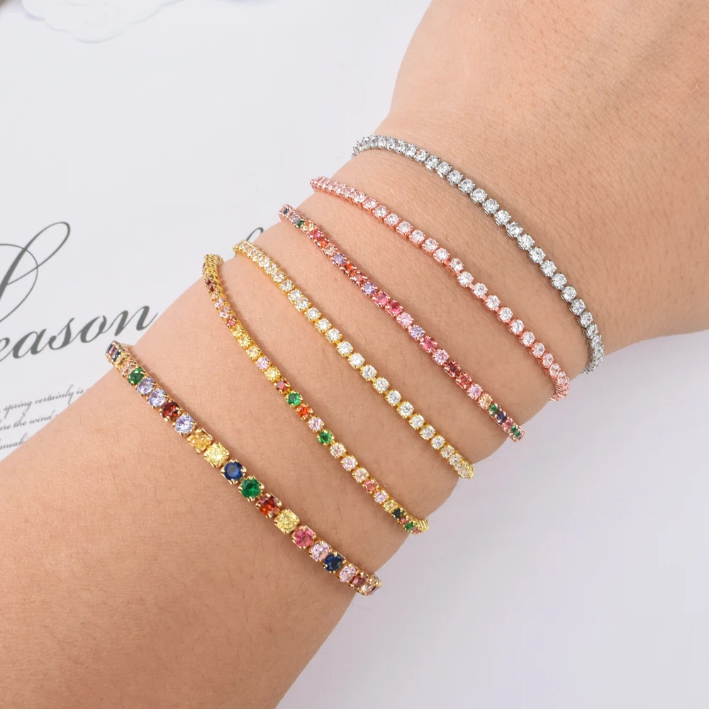 Роскошные Цветные Красочные AAA кубического циркония очаровательные браслеты для