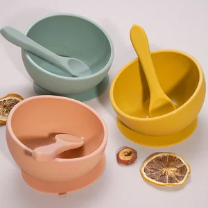 Набор посуды для кормления младенцев без бисфенола А, Детская Нескользящая присоска, тренировочная тарелка для малышей с мягкой силиконовой ложкой.