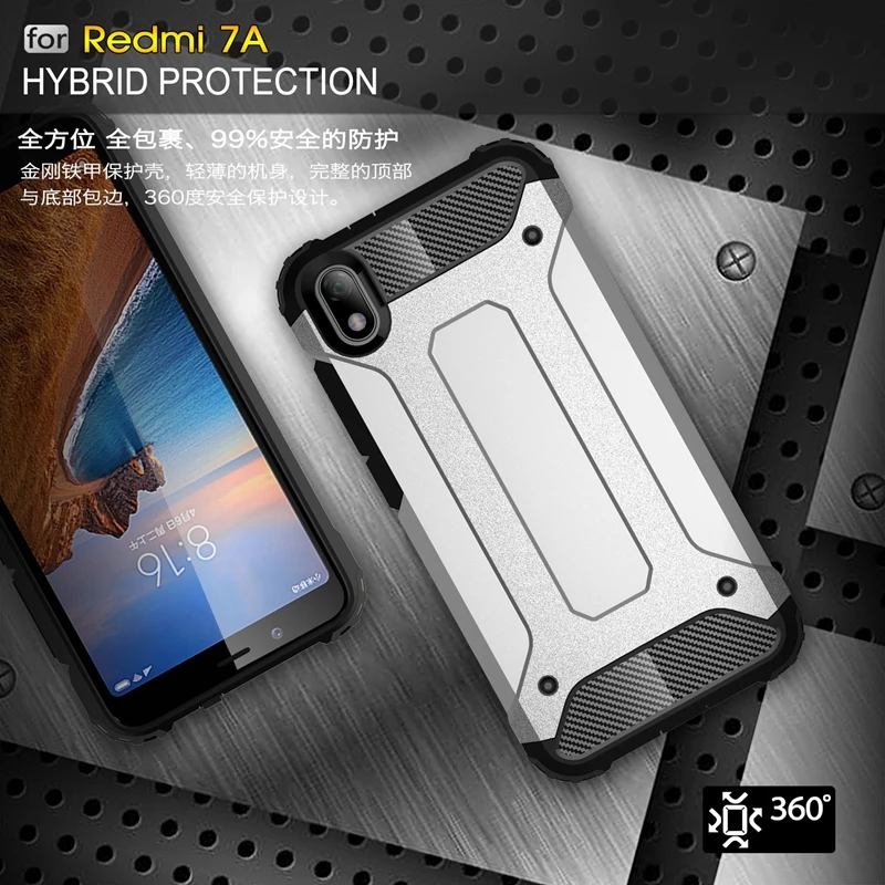 For Xiaomi Redmi 7A Case Armor Hybrid Rubber Hard Cover Xiomi Note 7 8 Pro A K20 | Мобильные телефоны и аксессуары