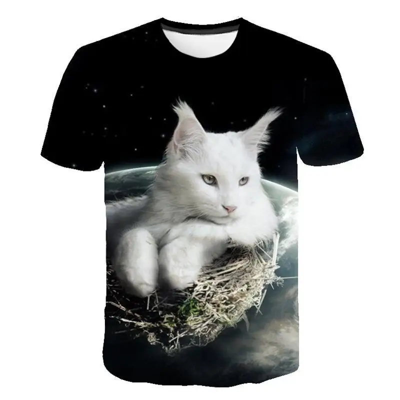 

3D Cat Printed T Shirt Men/Women Summer Funny Short Sleeve Tops O-Neck Animal Tee Shirt Cat Streetwear T-shirt Oversized