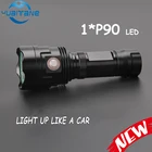 Светодиодный фонарик T1U 1 * P90 Xlamp, 6 режимов, серия XHP90, фонарь, USB, перезаряжаемый, с дисплеем, использование 1*26650