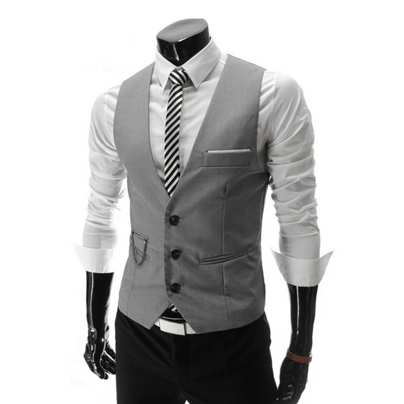 HEFLASHOR платье без рукавов жилеты для мужчин Slim Fit Мужская жилетка костюм жилет Homme