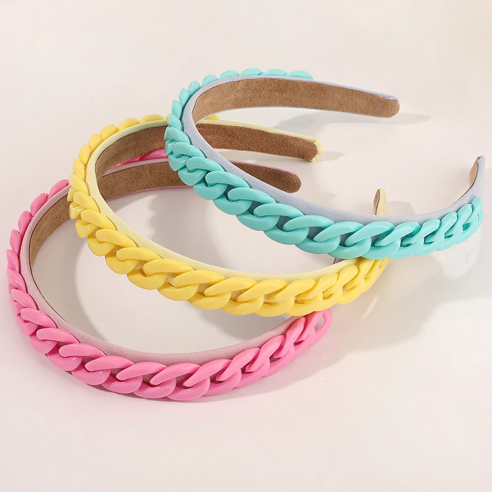Chain Hairband Women Chained Headband Candy Color Reactions for Girls Inspired Hair Hoop |