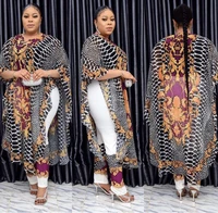 2021 summer african women polyester printing plus size two pieces sets long dress and pant african clothes for women