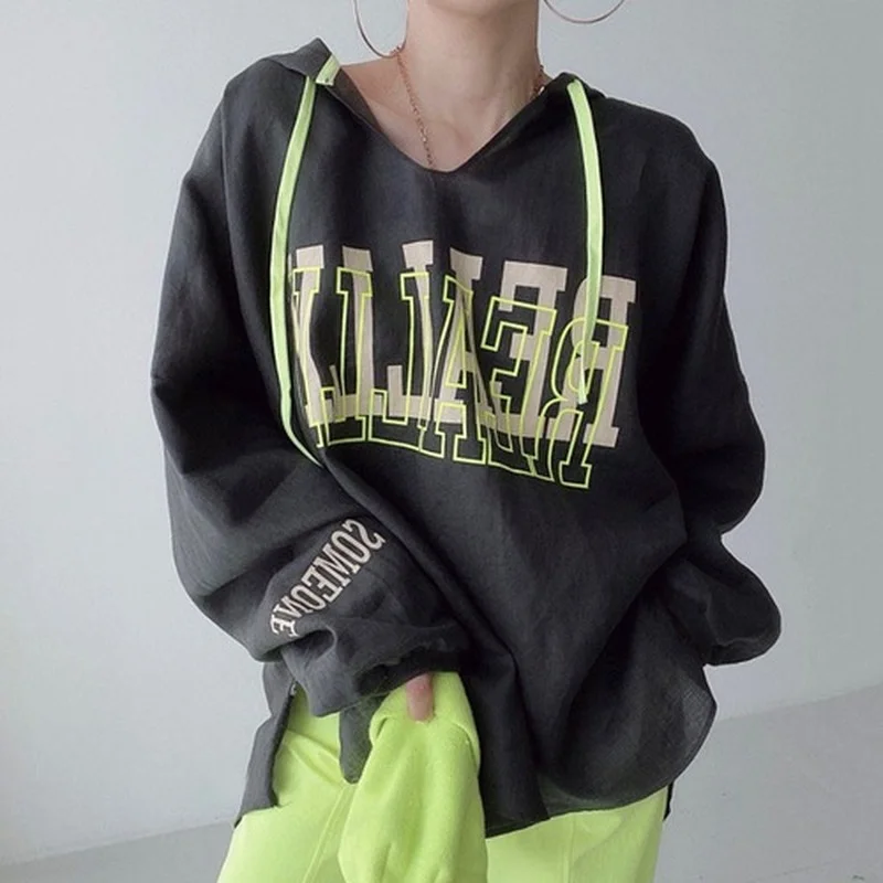 Женские толстовки Harajpoo с длинным рукавом и буквенным принтом Новинка осени 2021