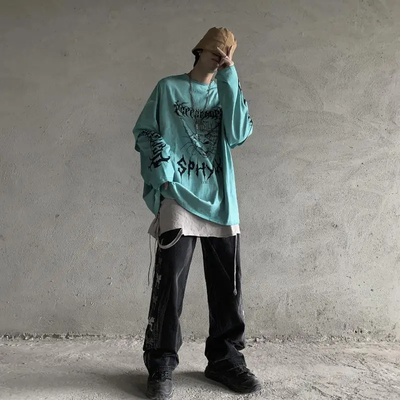 Футболка мужская в стиле Харадзюку модная уличная одежда готическом Топ с