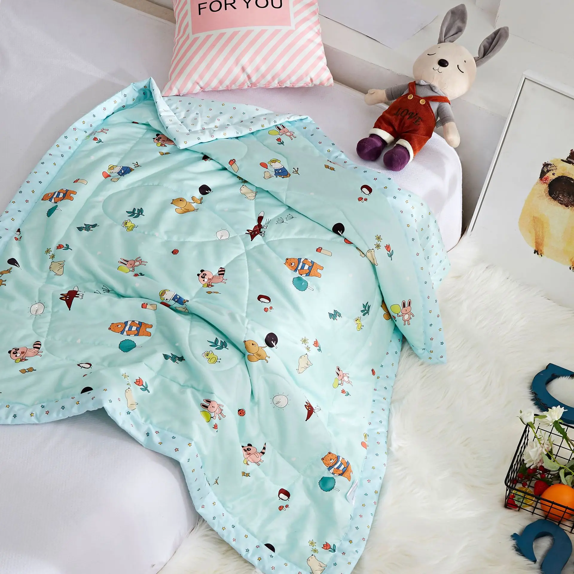 

High Quality Baby Blanket Pure Cotton Breathable Baby Quilt Basket Stroller Bedding Covers
