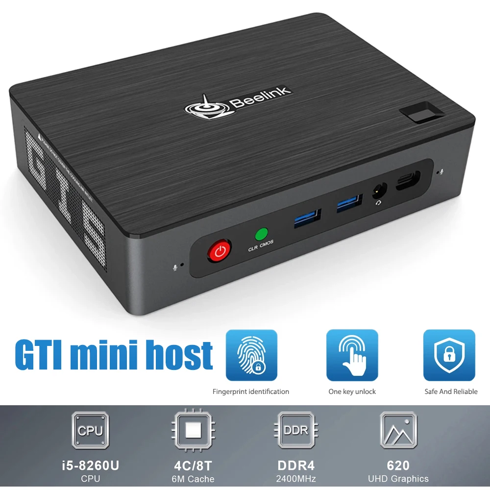 

BEELINK GTI Мини ПК i5-8260U ЦП 8 + 256G/ 16 + 512G DDR4 WIFI6 Bluetooth 5,0 1000M Win10 UHD 4K дисплей умный мини ПК для дома и офиса