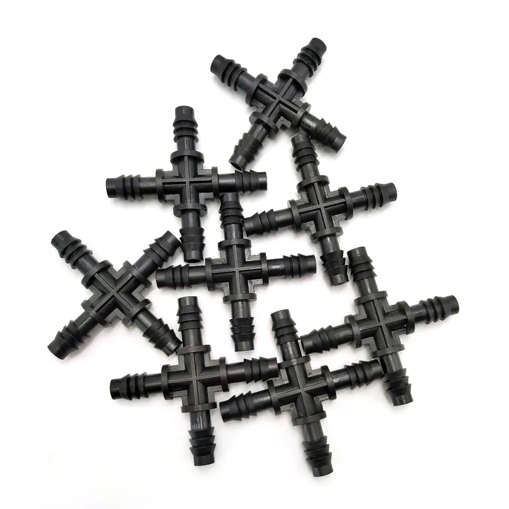 10 Pcs Micro Drip Irrigation Hose Barb all 8/11 mm Pipe Four Ways connector Used To irrigation Fitting IT068 | Дом и сад