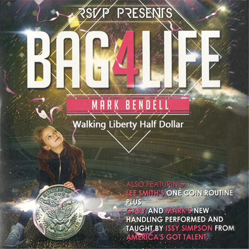 Bag4Life (1 Walking Liberty Half Dollar Coin и DVD) магические трюки сцена крупным планом магии