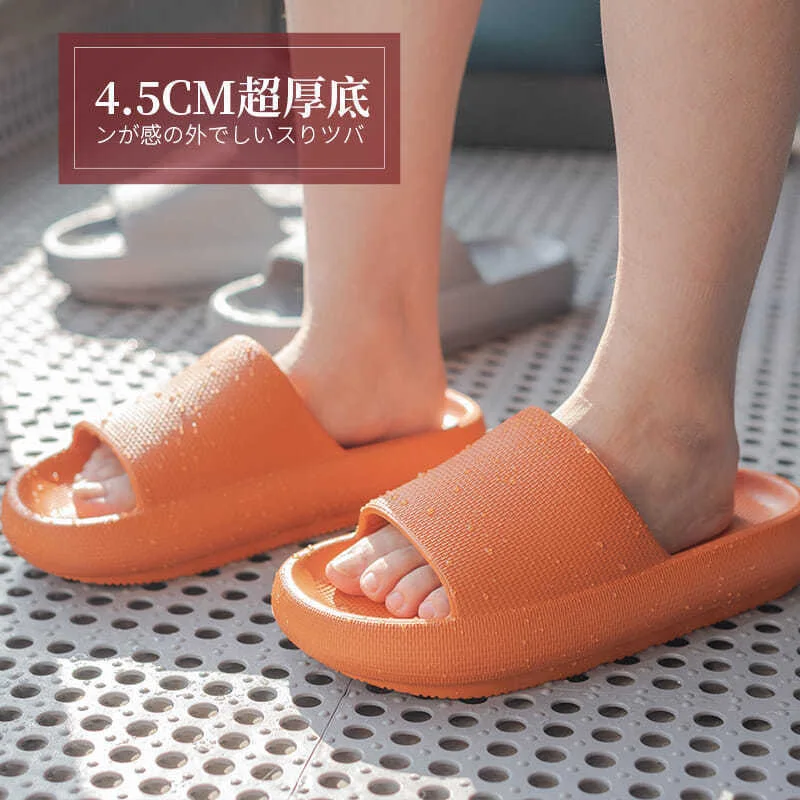 

WEH Men Shoes house slippers Summer Fashion Leather Leisure Shoes Women Platform Wedges Fish Mouth Sandal Thick Bottom Slippers