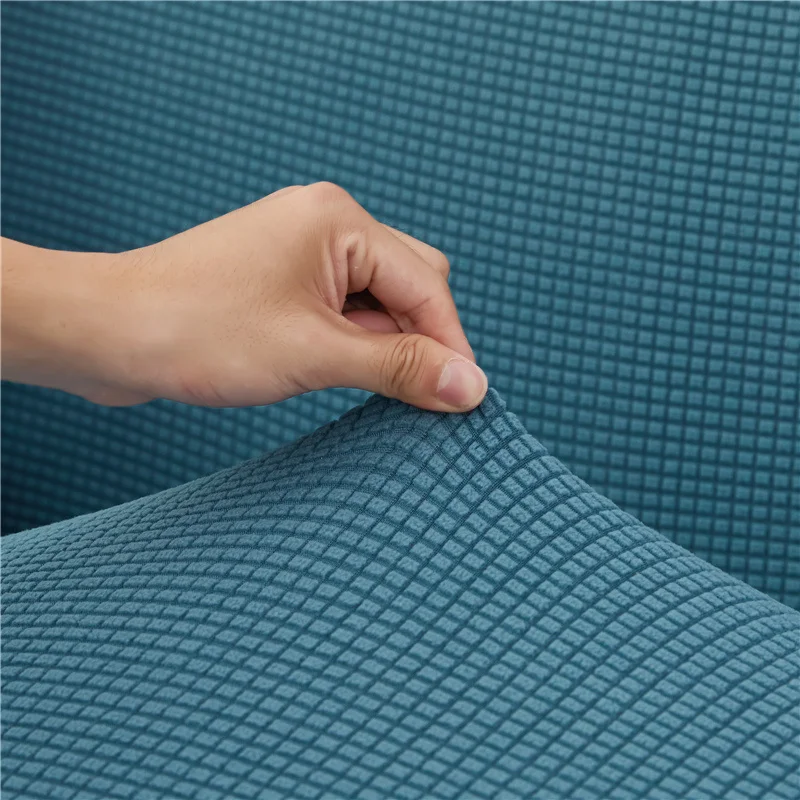 Клетчатый жаккардовый Мягкий тканевый Синий чехол для дивана в гостиную