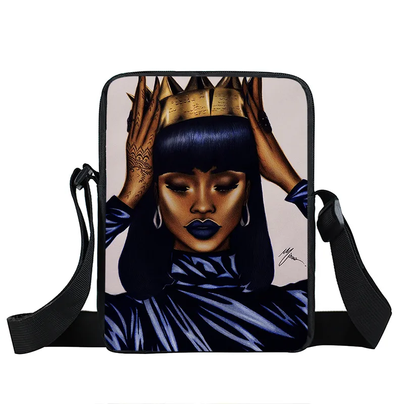 Сумка-мессенджер афро с короной для девочек-подростков маленькая сумочка через