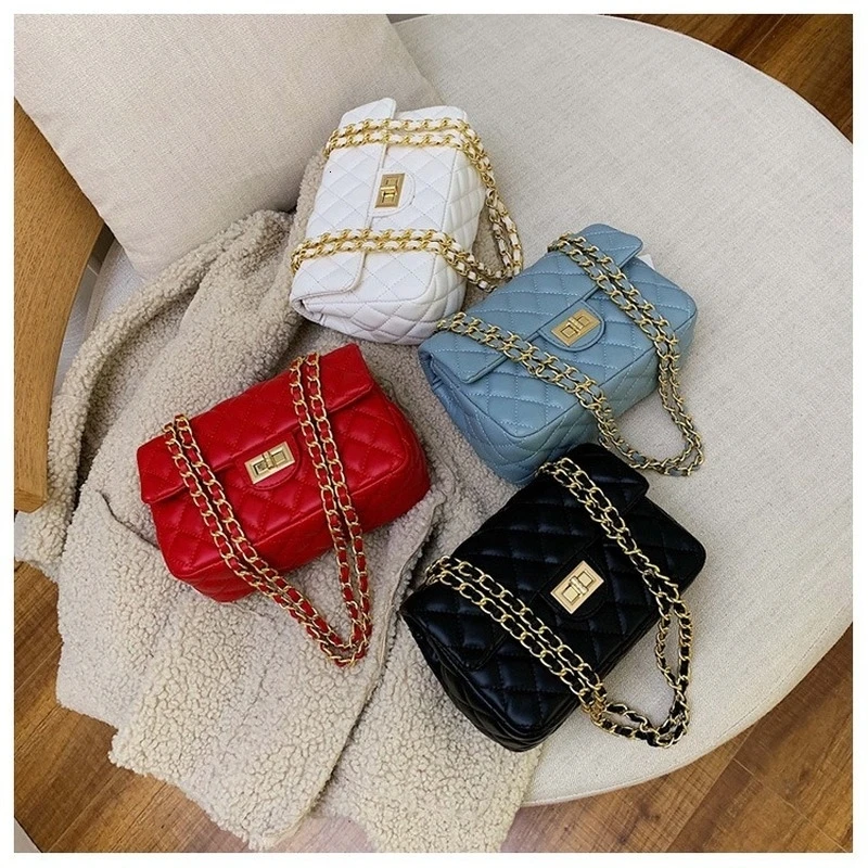 

Fashion New Plaid Chain Crossbody Bags Women Messenger Bag Female Lock Cross Body Shoulder Bag PU Leather Small Square Flap Bag