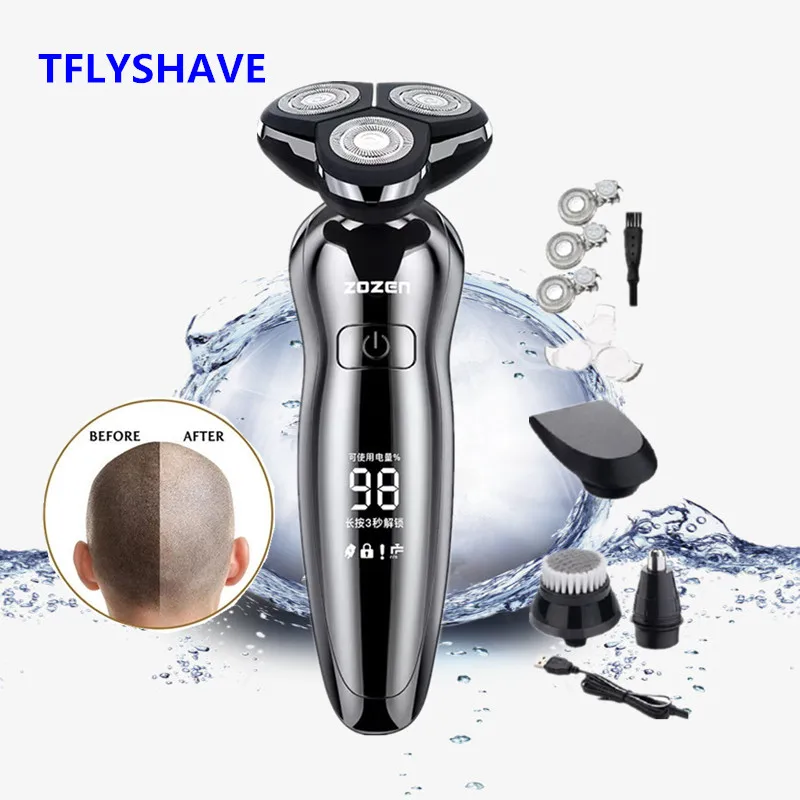 TFLYSHAVE дисплей электробритва для мужчин Влажная и сухая USB 2 часовая Быстрая