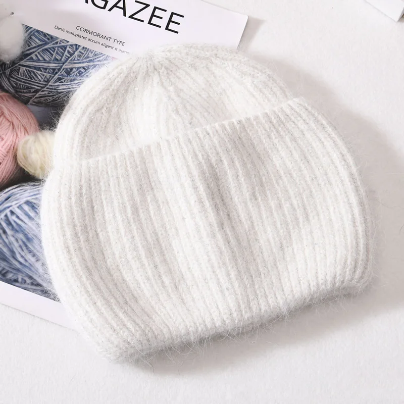 

Women Hat Cute Solid Winter Hats Pink Blue Beanies for Men Knitted Caps Luxury Warm Fluffy Bonnets Sombreros De Mujer