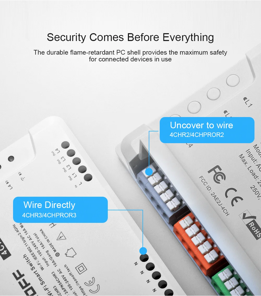 Смарт-переключатель SONOFF 4CHR3 с поддержкой Wi-Fi и дистанционным управлением |