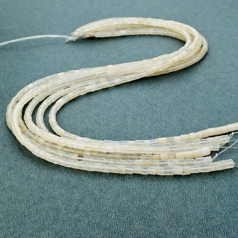 

Natural stone white cylindrical loose beads 4x4mm semi-precious stones small beads Beads made necklace DIY bracelet 38cm