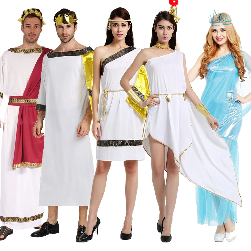 Костюм для косплея в стиле Древней Греции Афин богини Женское и мужское платье