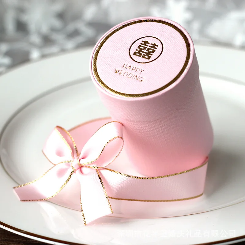 Новинка 2021 Цилиндрическая Коробка для шоколадных конфет свадебные сувениры и