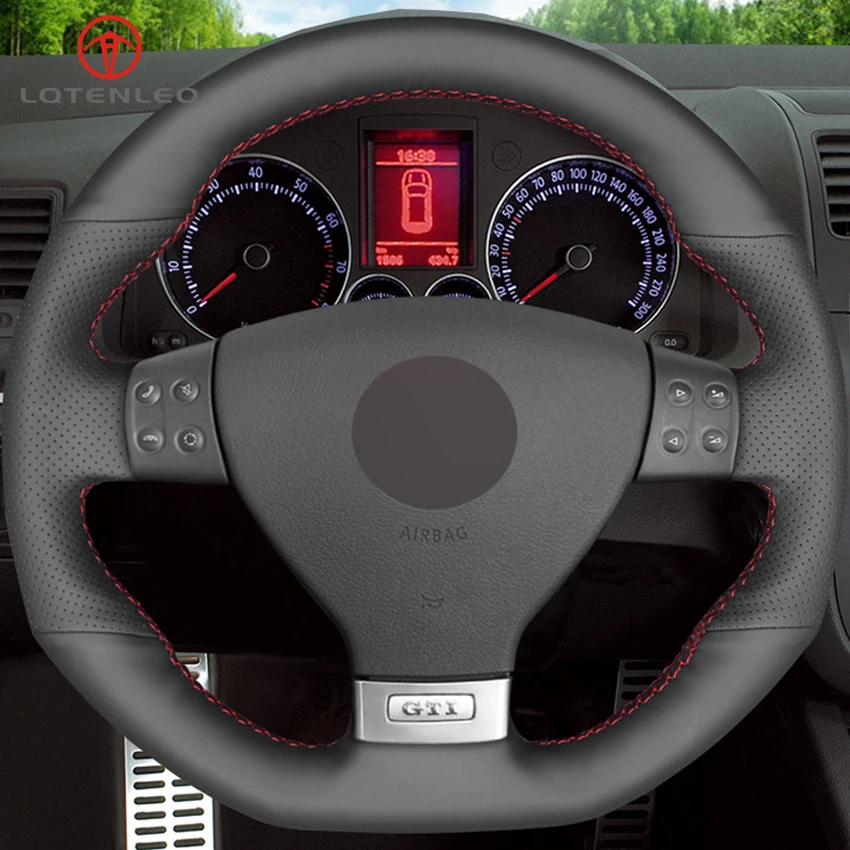 LQTENLEO черная искусственная кожа DIY крышка рулевого колеса автомобиля для Volkswagen Golf