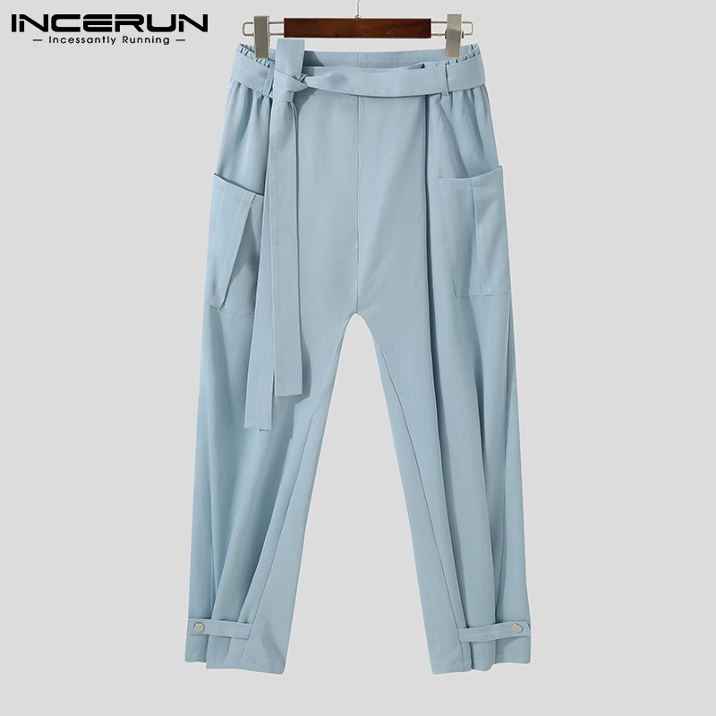 Модные Дизайнерские мужские длинные брюки INCERUN Повседневная Уличная одежда