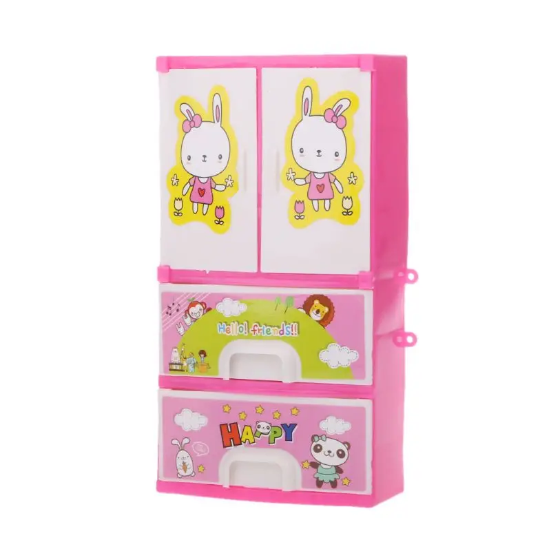 

NEW Cartoon Rabbit Closet Wardrobe Doll Accessories For Barbie Doll Girls Toy Princess Bedroom Furniture 090B