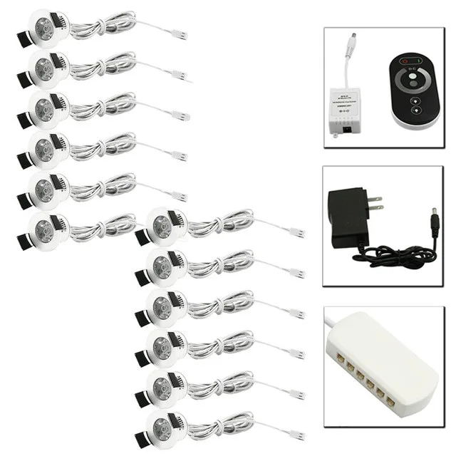 Dimmable 12 lamp set Светодиодный IARY 12В Мини светодиодный точечные потолочные светильники с регулируемой яркостью набор ламп с пультом дистанционного управления потолочные встраиваемые 1,5 Вт 27 мм отверстия Серебристые лампы для шкафа - Испускаемый цвет: Dimmable 12 lamp set