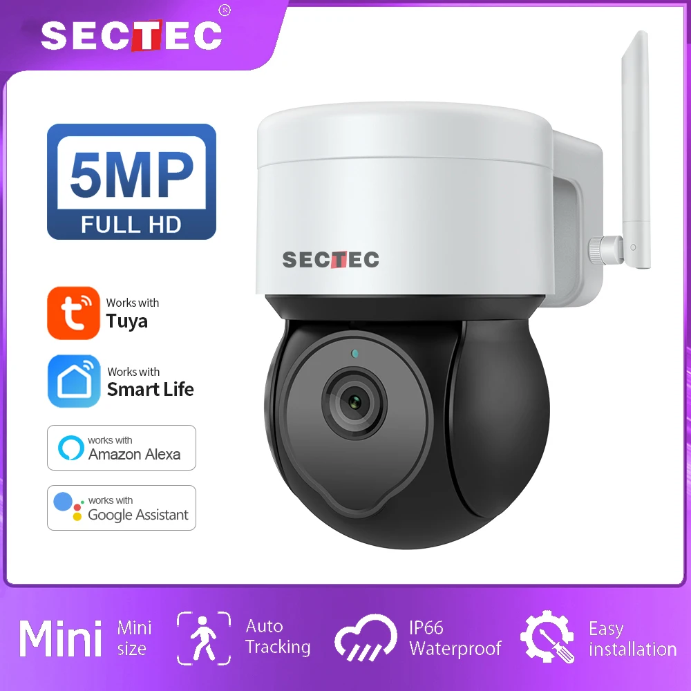 

SECTEC HD 5MP Smart Life Graffiti Camera Action Tracking Supports Google Home PTZ Security Monitoring CCTV Security Protection