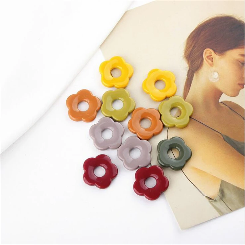 

10pcs/lot new retro resin flower charms connectors for diy fashion earrings jewelry making accessories materials