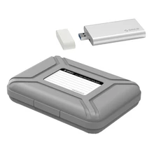 Orico 1 Pcs Gray 3.5 Inch Hard Drive Protective Box & 1 Pcs Silver Msata Ssd Enclosure Hdd Case Storage Box