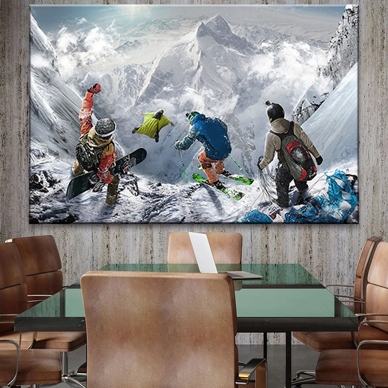 Картины на холсте для катания лыжах спорта плакаты и принты сноубординг Снежная