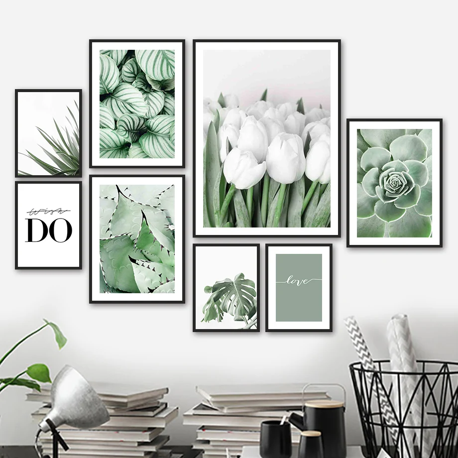

Tulip Monstera Succulents Quotes Plants Wall Art Canvas Painting Nordic Posters And Prints Wall Pictures For Living Room Decor