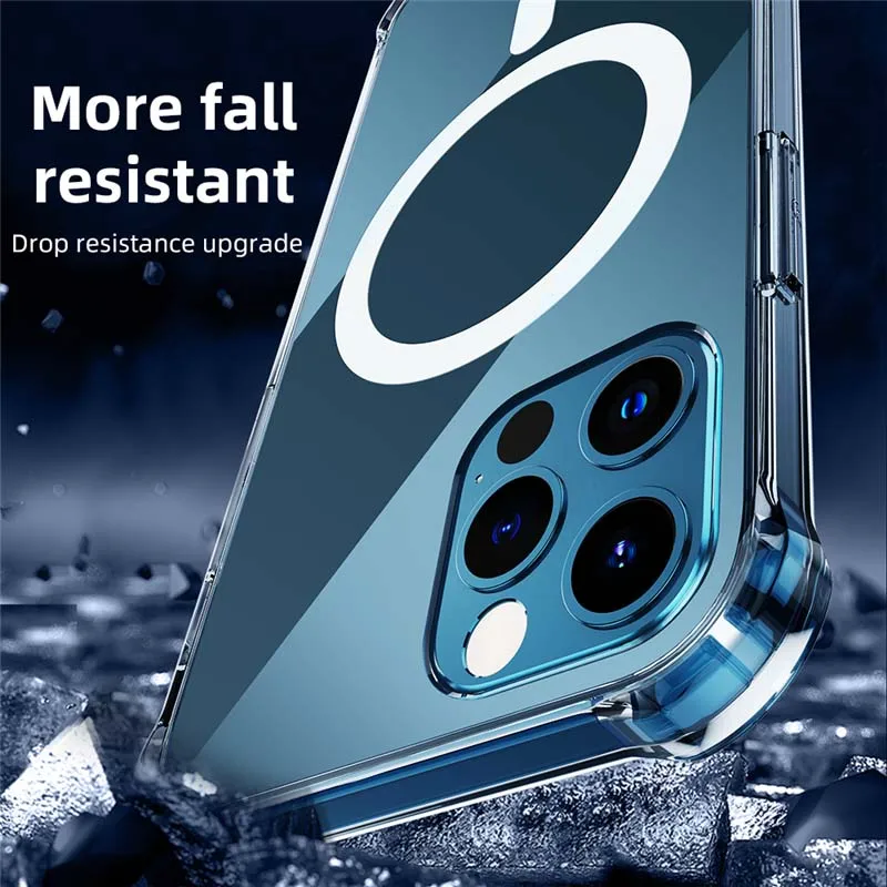 

Magsafe Wireless Charger Protective Case Transparent Thin TPU+PC Magnectic Shock Proof For Iphone 12 12Mini 12Pro 12ProMax HA019