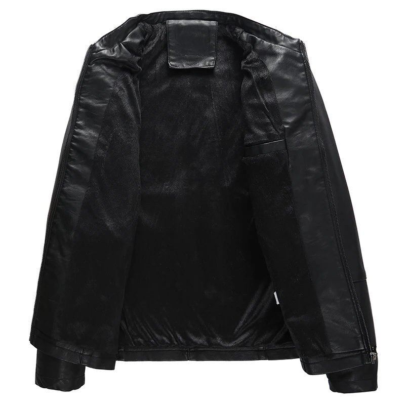 Мужская кожаная куртка из ПУ кожи Повседневная тонкая мотоциклетная на молнии