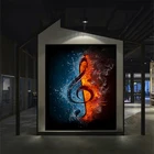 Абстрактная Картина на холсте с изображением воды и огня и музыки