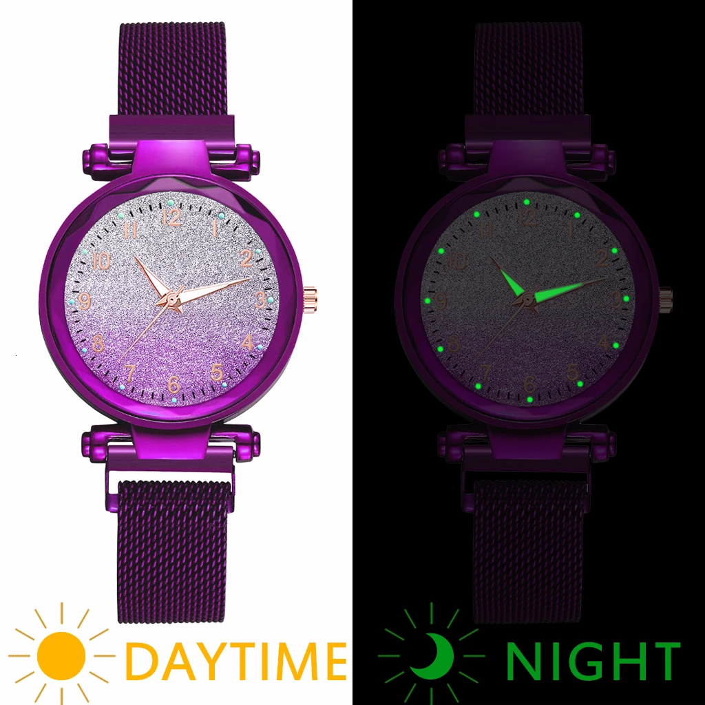 Женские часы Звездное небо с магнитной пряжкой градиентные светящиеся арабскими