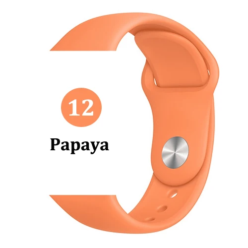 12-Papaya Ремешок для apple watch band 4 3 correa iwatch band 42 мм/38 мм 44 мм/40 мм 2 спортивный силиконовый браслет pulseira apple watch аксессуары - Цвет ремешка: 12-Papaya