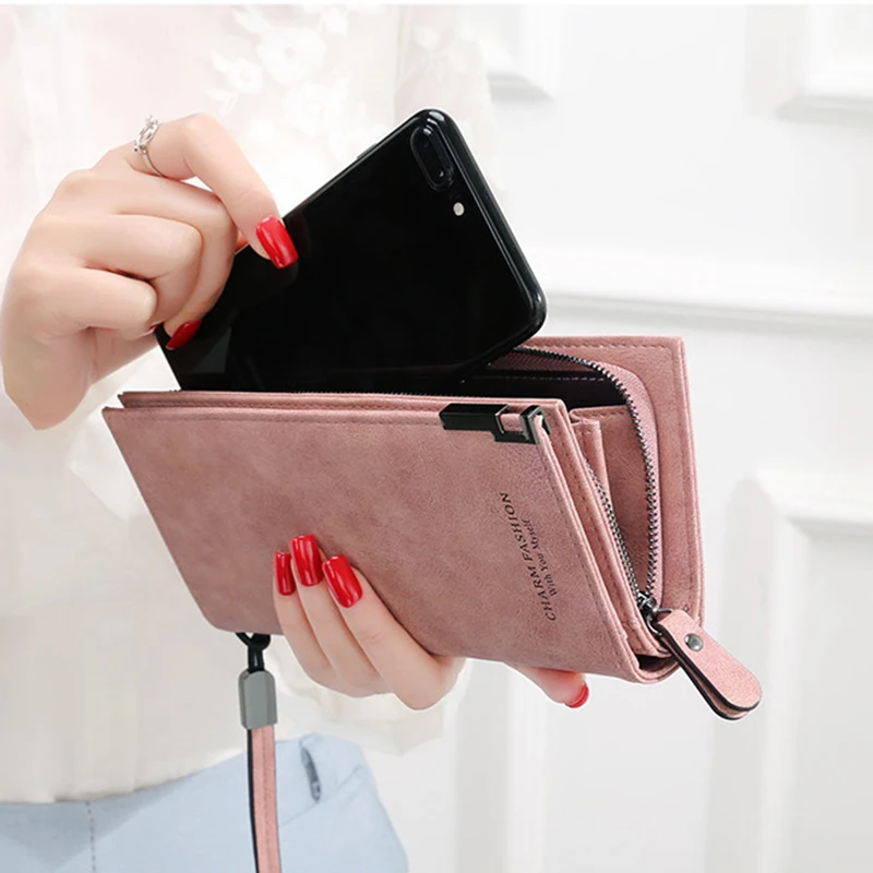 Кожаный женский кошелек для телефона Женский сумки дорожный женские кошельки