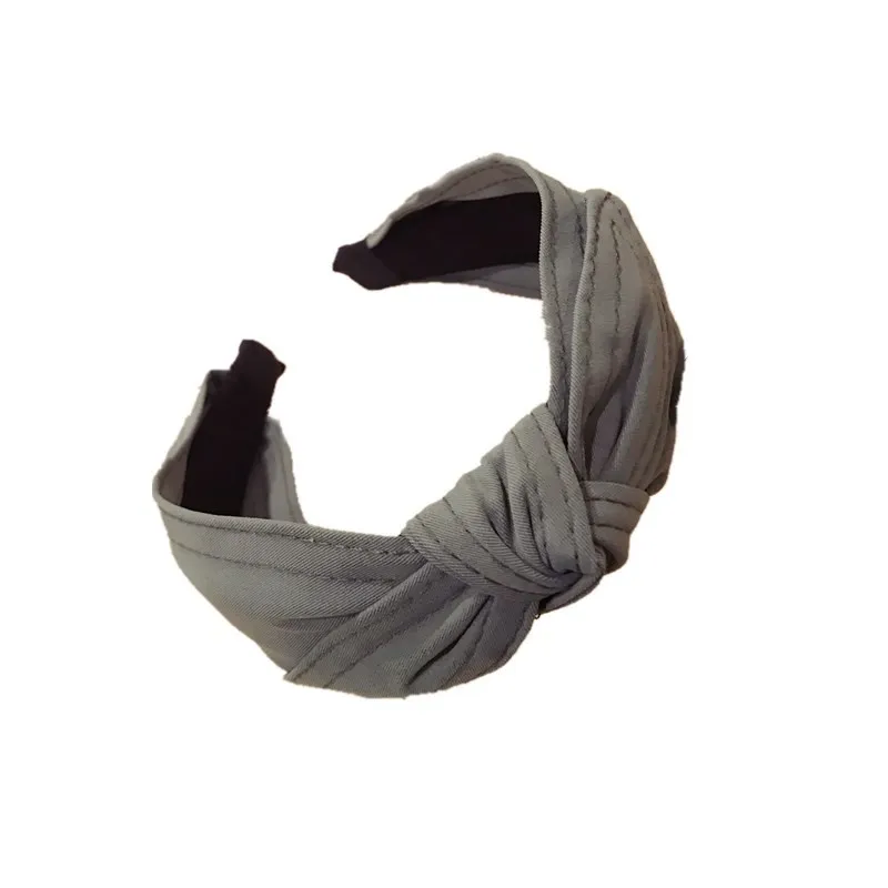 

Pure Color Fabric Knotted In The Middle Twisted Bowknot Wide-brimmed Headband Hair Accessories for Women Head Bands