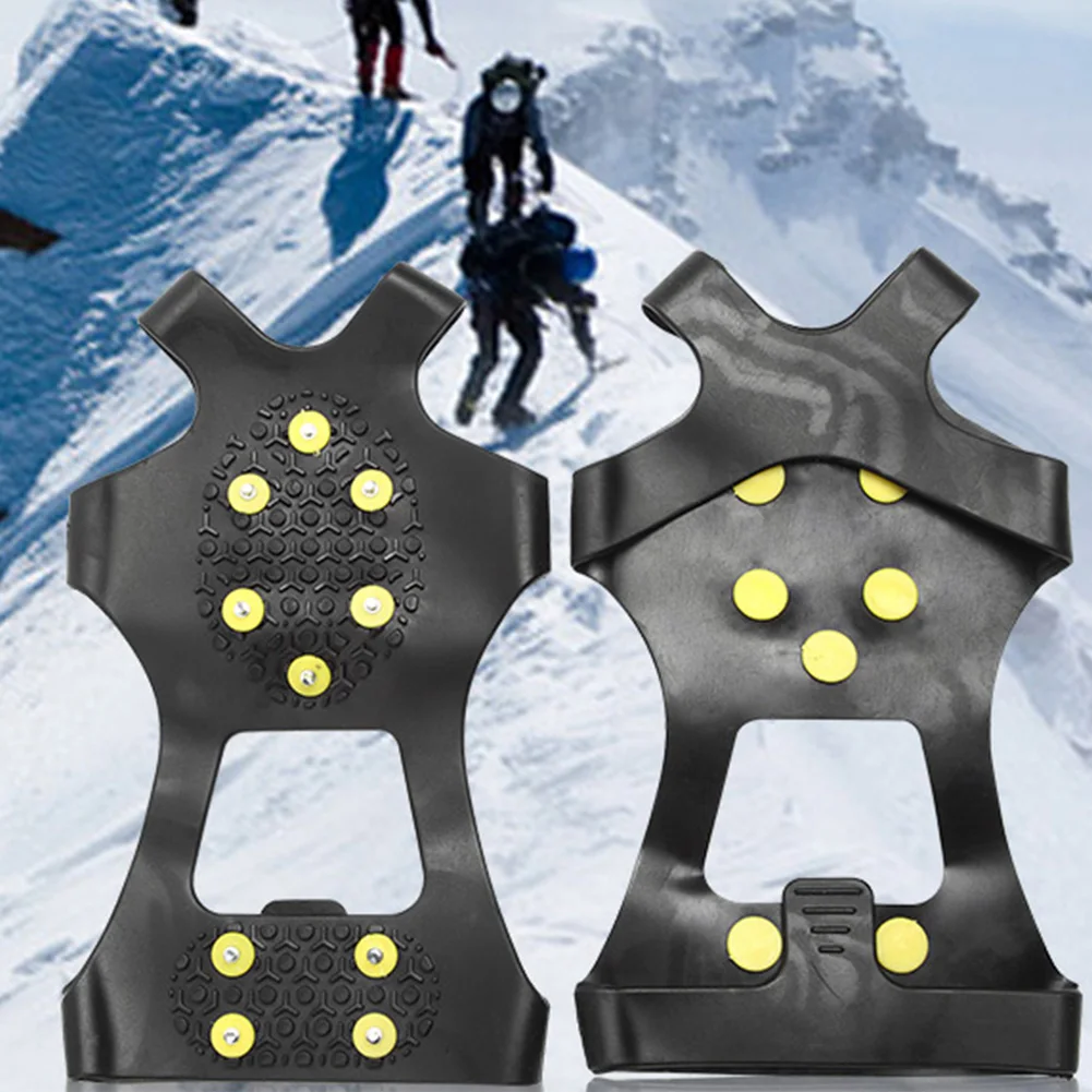 

1 Pair 10 Studs Anti-slip Ice Climbing Shoe Spikes Grips Crampons Hiking Snow Grips Rustproof Winter Traction Cleats Over Shoes