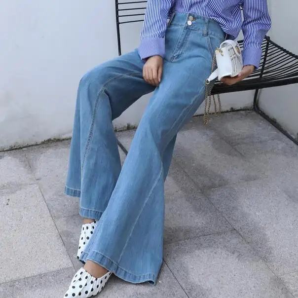 Джинсы для женщин Свободные Pantalones Mujer Cintura Alta Широкие штаны Palazzo Брюки уличные