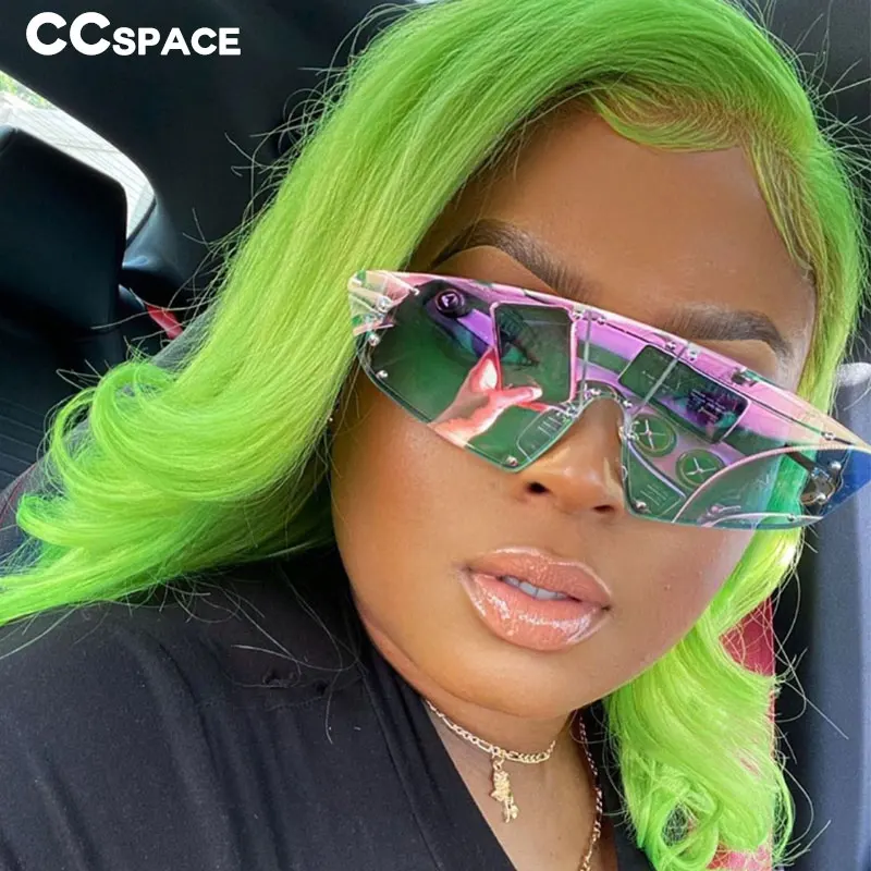 46194 солнцезащитные очки с одним объективом заклепками мужские и женские модные