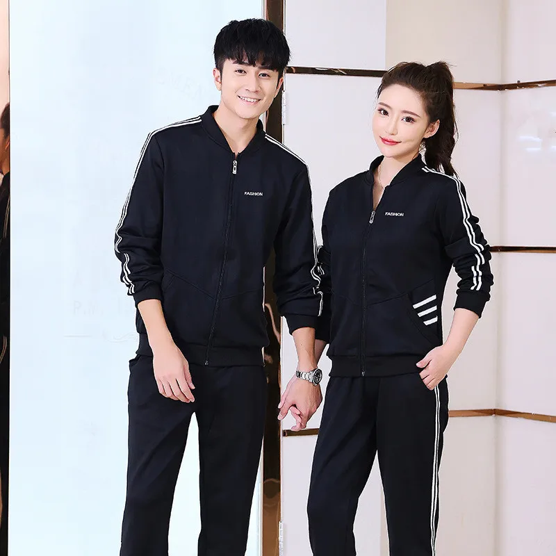 Осенне зимний женский и мужской комплект для бега спортивный костюм с низким