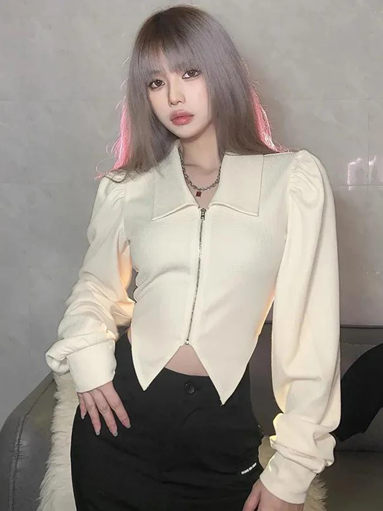 

KBAT New Y2K 2022 Women's Autumn Winter Sweater Knit Cardigan Vintage Knitwear Lady Tops Zipper Jacket Winter Sofe Coats