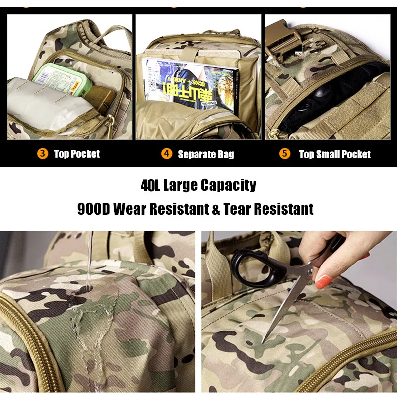 Походный тактический рюкзак 40 л водонепроницаемая нейлоновая сумка армейский